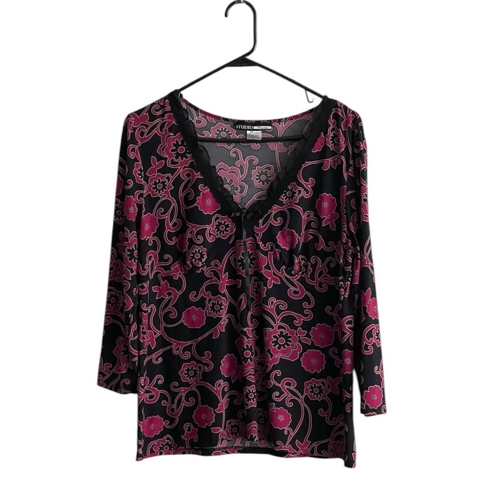 Y2K studio donatella baby doll top large lace  pink black Coquette Whimsagoth